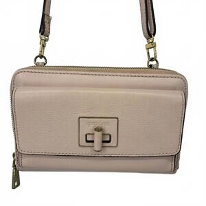Sportina Pastel Pink Small Turnkey Zip Wallet Combo Leather Crossbody Bag